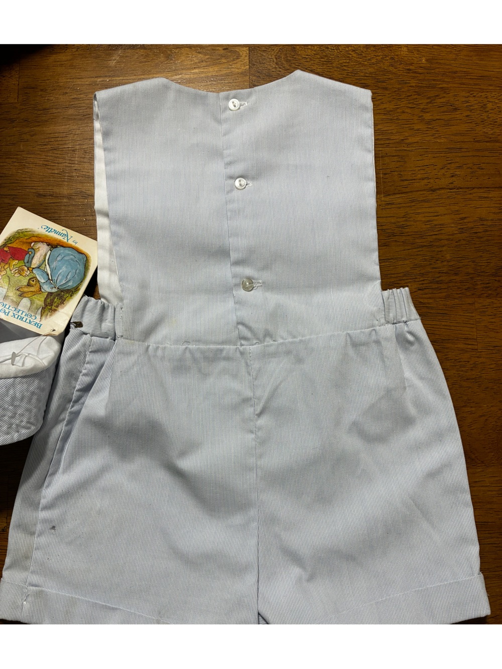 Nannette Light Blue Peter Rabbit Embroidered Romper with Matching Hat - Picture 2 of 8